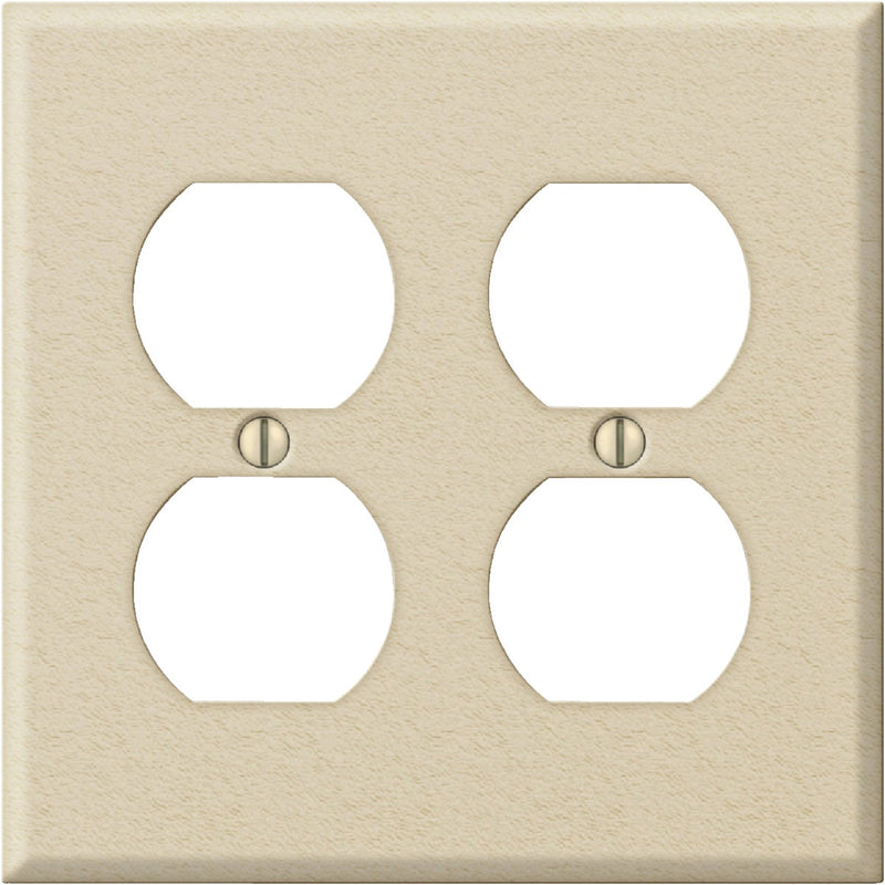 Amerelle PRO 2-Gang Stamped Steel Outlet Wall Plate, Ivory Wrinkle