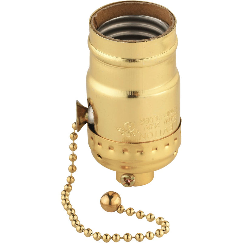 Leviton Pull Chain Medium Base Polished Gilt Lamp Socket