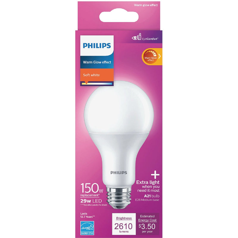 Philips Warm Glow 150W Equivalent Soft White A21 Medium Dimmable LED Light Bulb