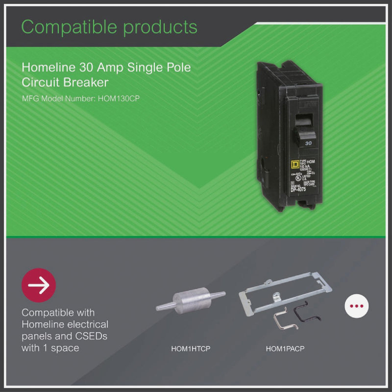 Square D Homeline 30A Single-Pole Standard Trip Circuit Breaker