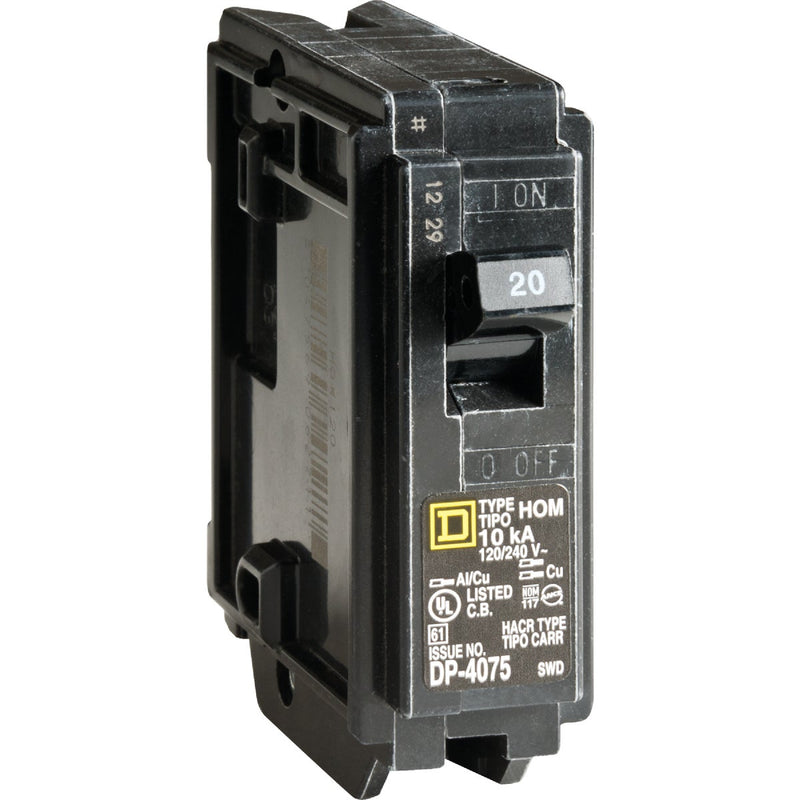 Square D Homeline 20A Single-Pole Standard Trip Circuit Breaker