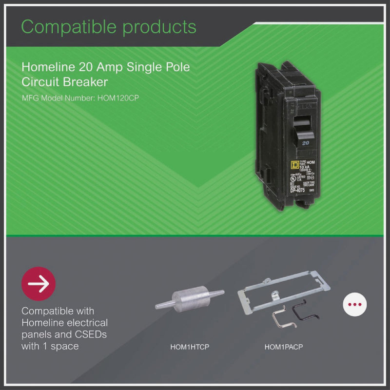 Square D Homeline 20A Single-Pole Standard Trip Circuit Breaker