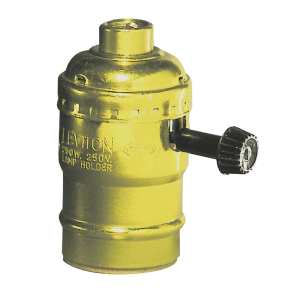 Leviton Turn-Knob Medium Base Polished Gilt Lamp Socket