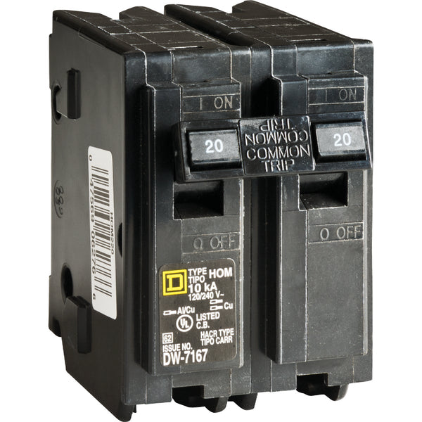 Square D Homeline 20A Double-Pole Standard Trip Circuit Breaker