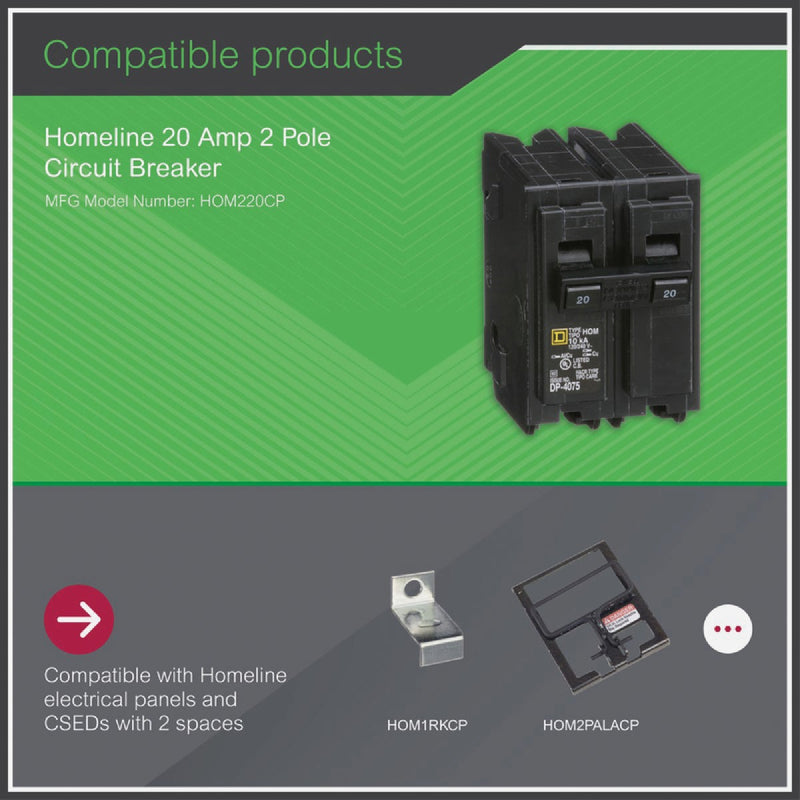 Square D Homeline 20A Double-Pole Standard Trip Circuit Breaker