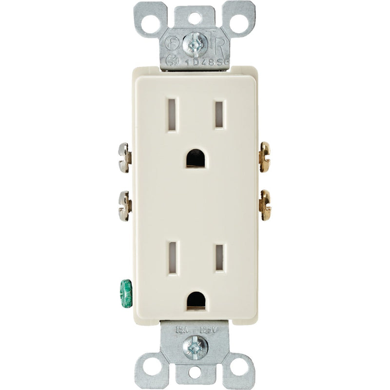 Leviton Decora 15A Light Almond Tamper Resistant 5-15R Duplex Outlet