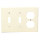 Leviton 3-Gang Plastic 2-Toggle/Duplex Outlet Wall Plate, Ivory