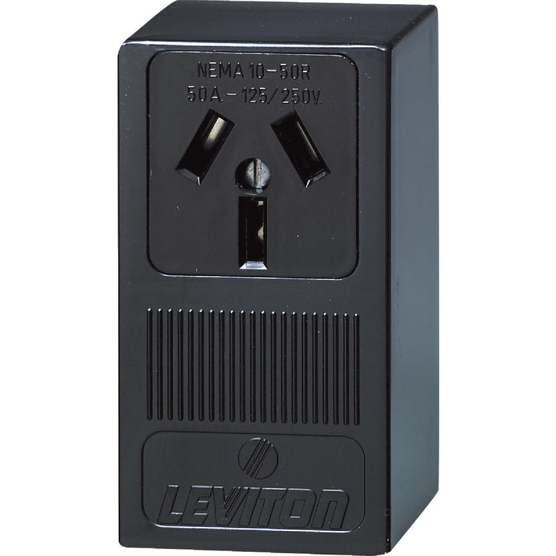 Leviton 50A Surface Mount Black 10-50R Non-Grounding Range Power Outlet