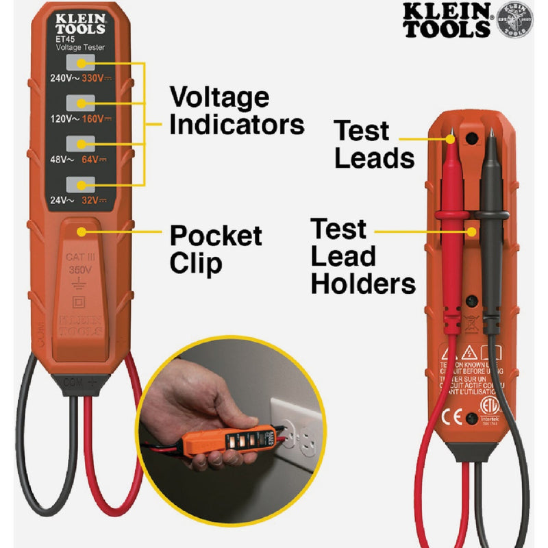 Klein AC/DC Electronic Voltage Tester with Test Leads