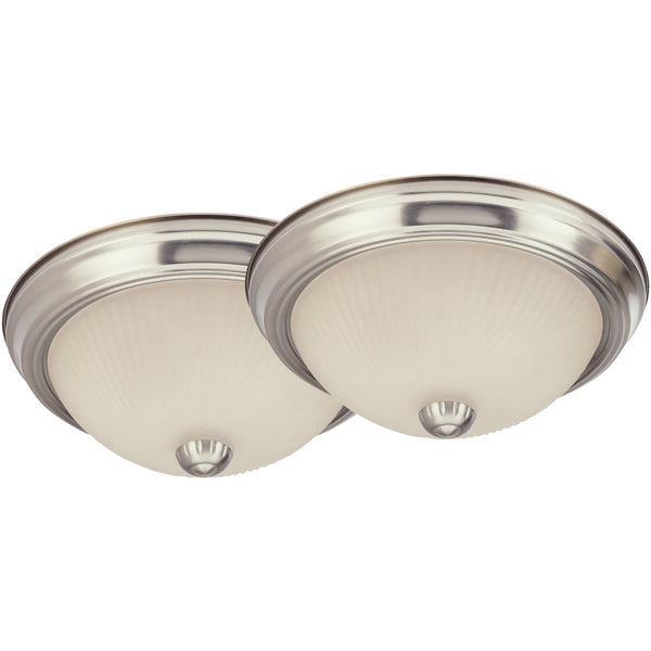 Home Impressions 11 In. Brushed Nickel Incandescent Flush Mount Ceiling Light Fixture (2-Pack)