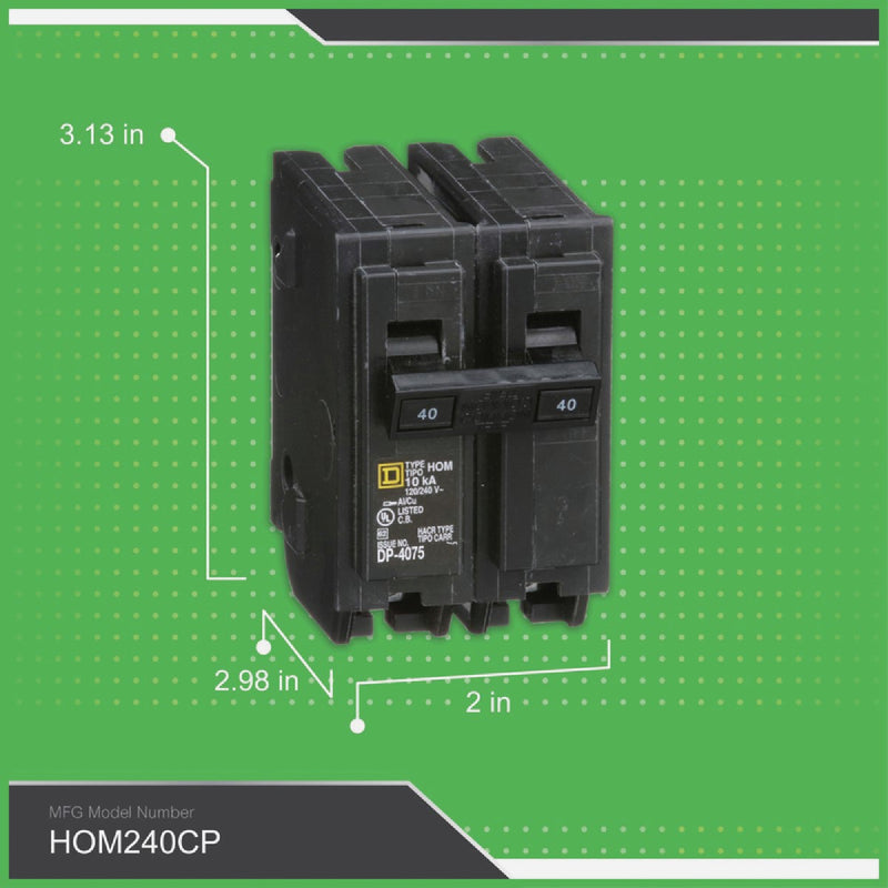 Square D Homeline 40A Double-Pole Standard Trip Circuit Breaker