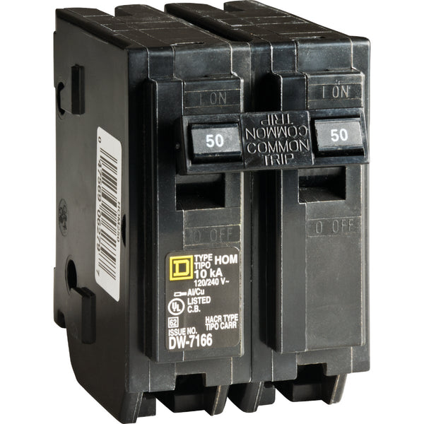 Square D Homeline 50A Double-Pole Standard Trip Circuit Breaker