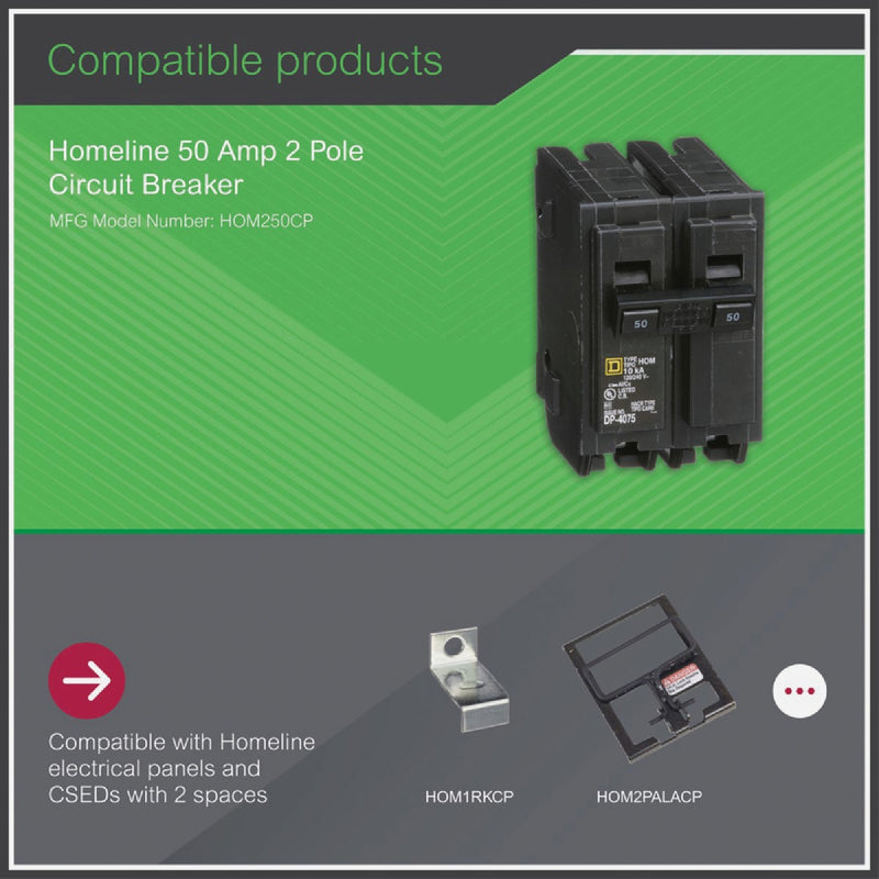 Square D Homeline 50A Double-Pole Standard Trip Circuit Breaker