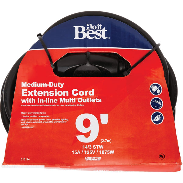 Do it Best 9 Ft. 14/3 In-Line Multi Outlet Extension Cord