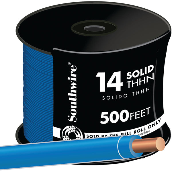 Southwire 500 Ft. 14 AWG Solid Blue THHN Electrical Wire