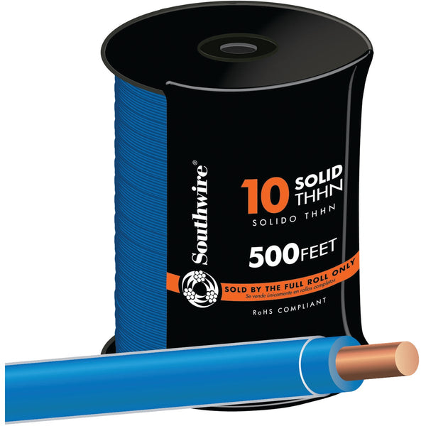 Southwire 500 Ft. 10 AWG Solid Blue THHN Electrical Wire