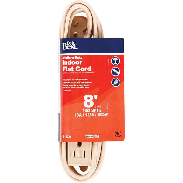 Do it Best 8 Ft. 16/3 Flat Plug Tan Extension Cord