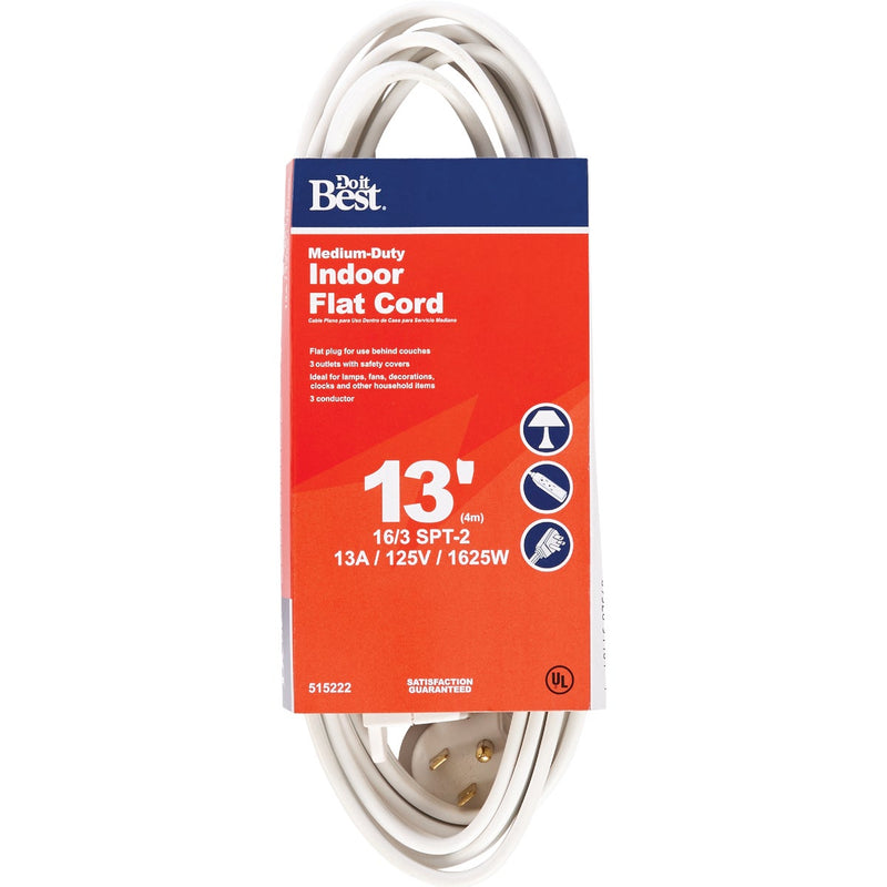 Do it Best 13 Ft. 16/3 Flat Plug White Extension Cord