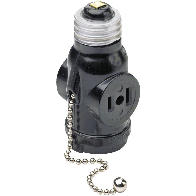 Leviton Black 125V Pull Chain Socket Adapter