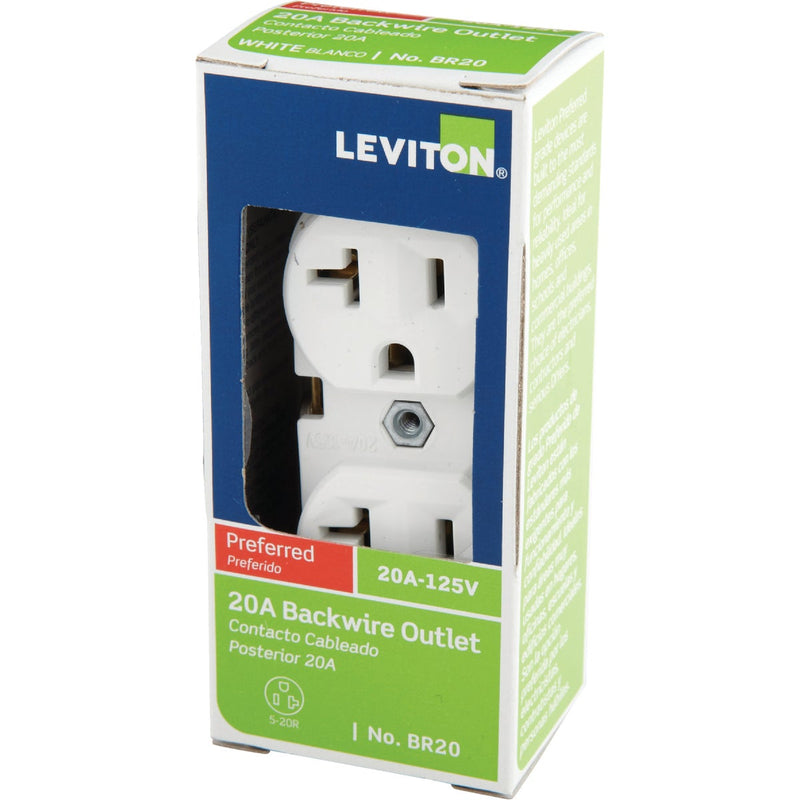 Leviton 20A White Shallow Commercial Grade 5-20R Duplex Outlet