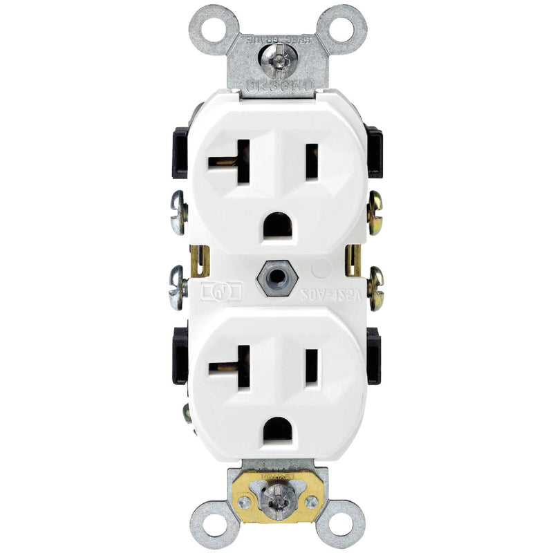 Leviton 20A White Shallow Commercial Grade 5-20R Duplex Outlet