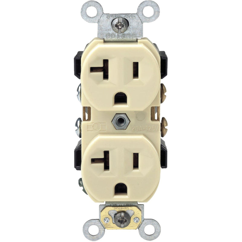 Leviton 20A Ivory Shallow Commercial Grade 5-20R Duplex Outlet