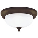 Home Impressions 13 In. Oil Rubbed Bronze Incandescent Flush Mount Ceiling Light Fixture with Alabaster Glass