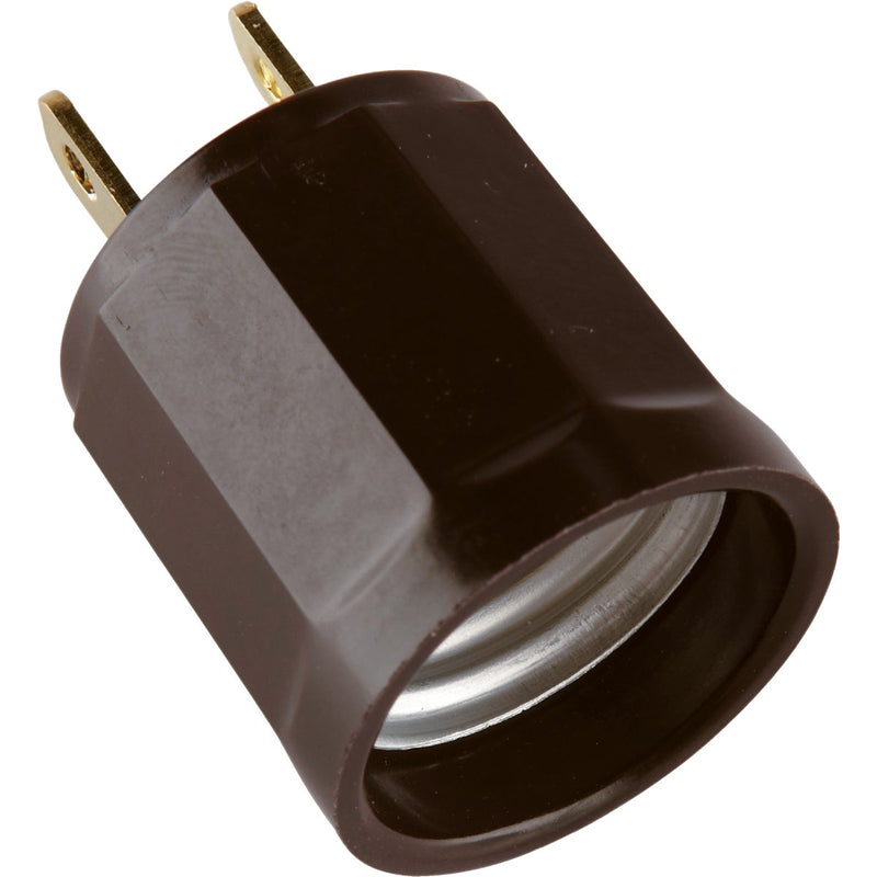 Leviton 600W 125V Brown Outlet to Light Socket Adapter