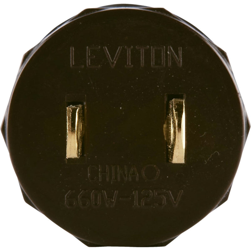 Leviton 600W 125V Brown Outlet to Light Socket Adapter