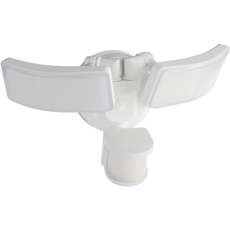 White Motion Sensing Twin Swivel Head LED Floodlight Fixture