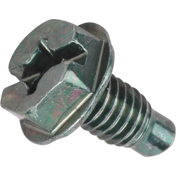 Steel City 10-32 x 3/8 In. Hex Washer Slotted/Cross Green Grounding Screw (10-Pack)