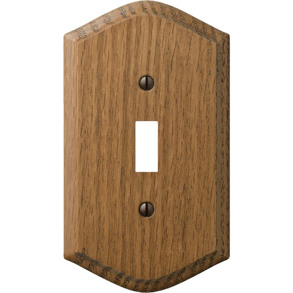 Amerelle Country 1-Gang Solid Oak Toggle Switch Wall Plate, Medium Oak