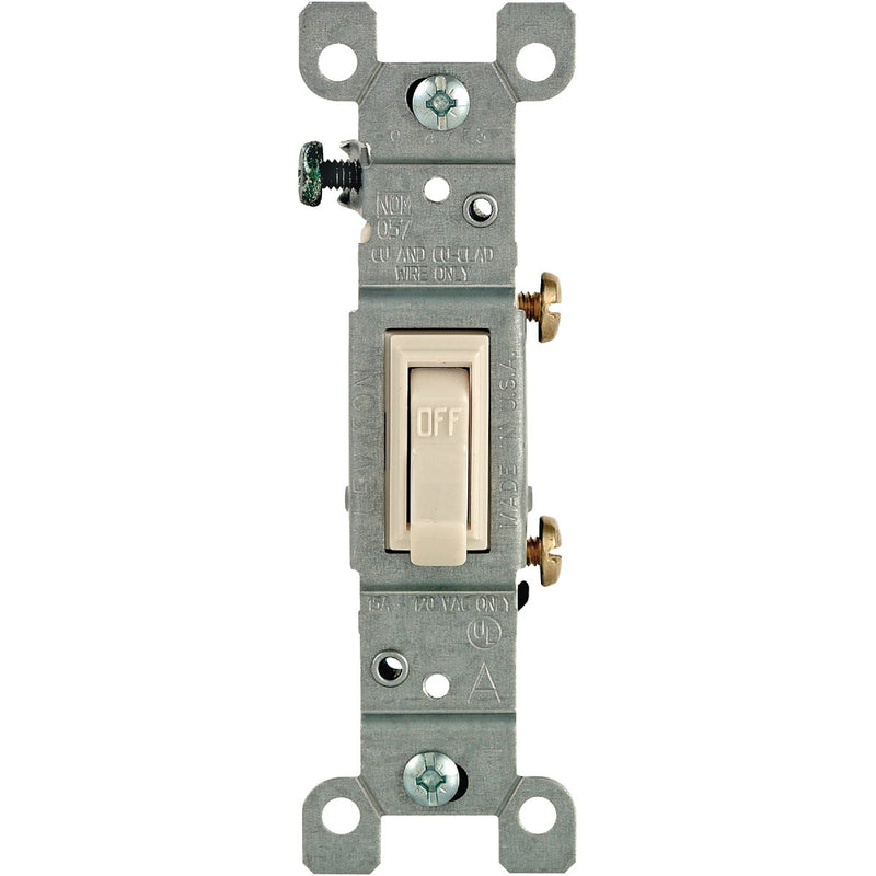 Leviton Residential Grade 15 Amp Toggle Single Pole Grounded Switch, Light Almond