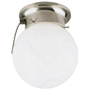 Home Impressions 6 In. Brushed Nickel Incandescent Flush Mount Ceiling Light Fixture with Pull Chain