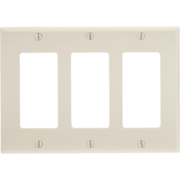 Leviton Decora 3-Gang Smooth Plastic Rocker Decorator Wall Plate, Light Almond