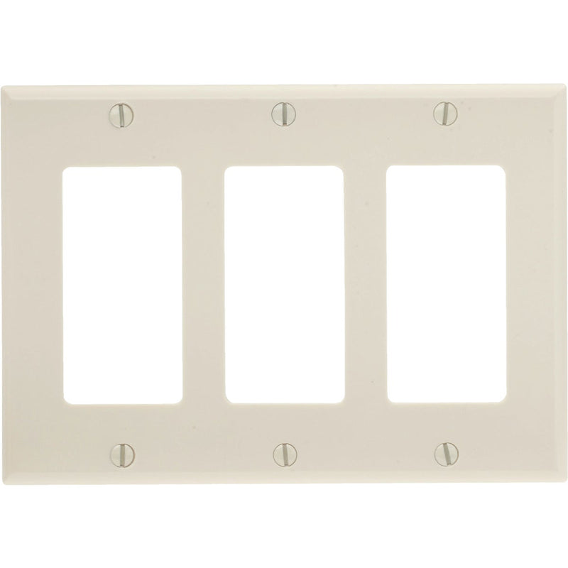 Leviton Decora 3-Gang Smooth Plastic Rocker Decorator Wall Plate, Light Almond