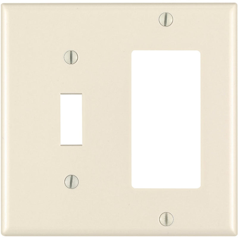 Leviton Decora 2-Gang Thermoset Single Toggle/Rocker Wall Plate, Light Almond