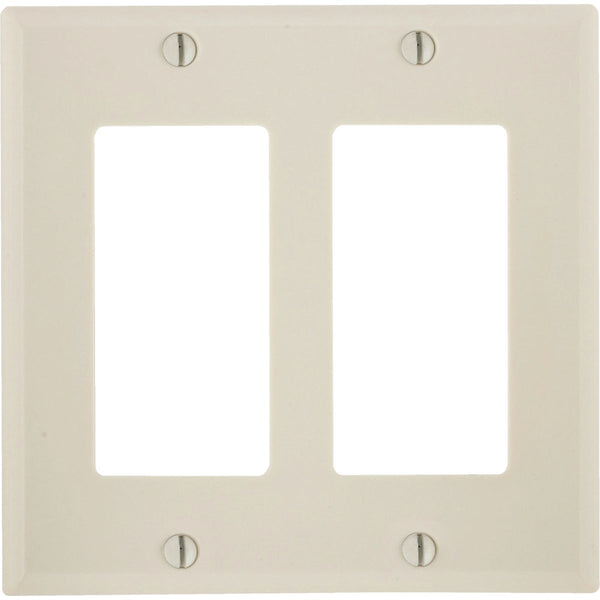 Leviton Decora 2-Gang Smooth Plastic Rocker Decorator Wall Plate, Light Almond