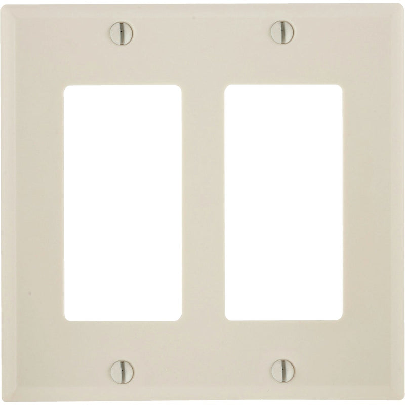 Leviton Decora 2-Gang Smooth Plastic Rocker Decorator Wall Plate, Light Almond