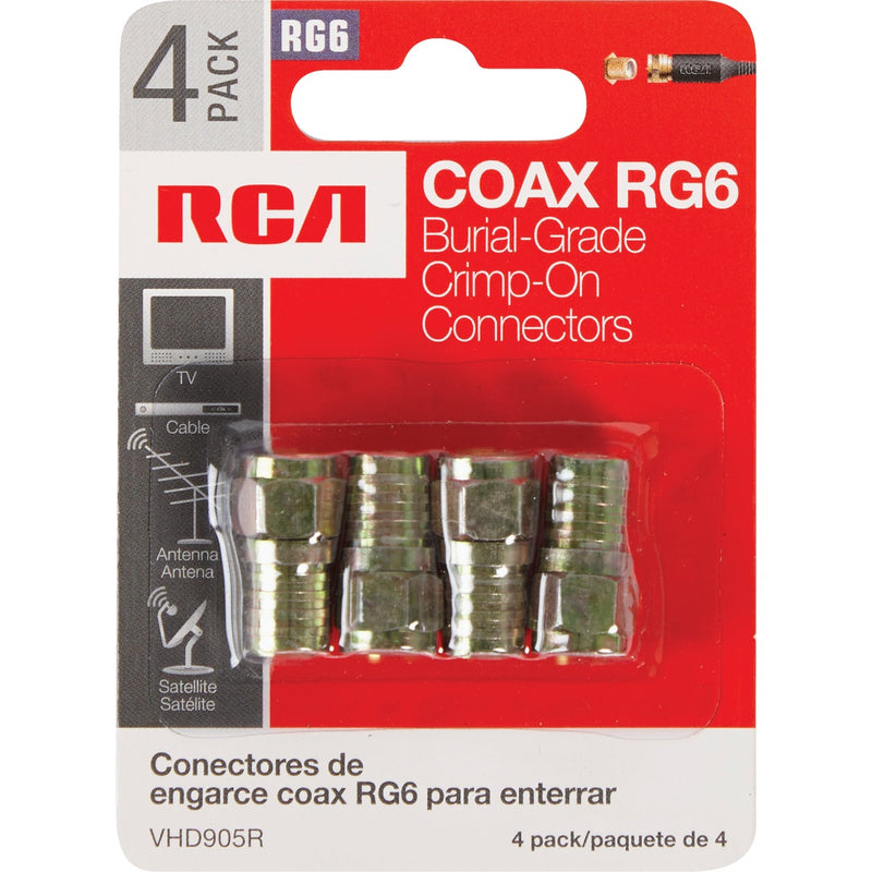 RCA RG6 F-Connector (4-Pack)