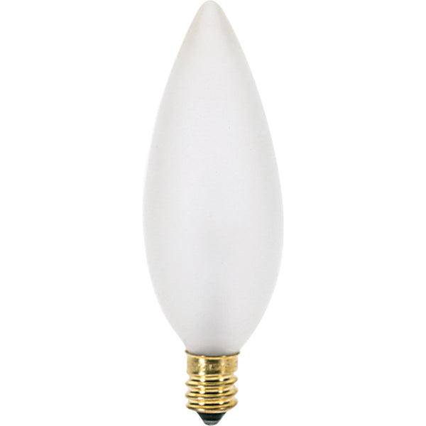 Satco 25W Frosted Soft White Candelabra BA9.5 Incandescent Torpedo Blunt Tip Light Bulb (2-Pack)