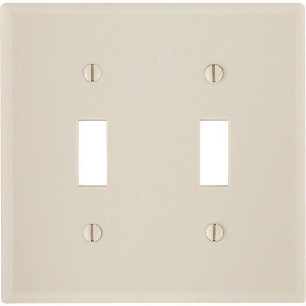 Leviton 2-Gang Plastic Toggle Switch Wall Plate, Light Almond