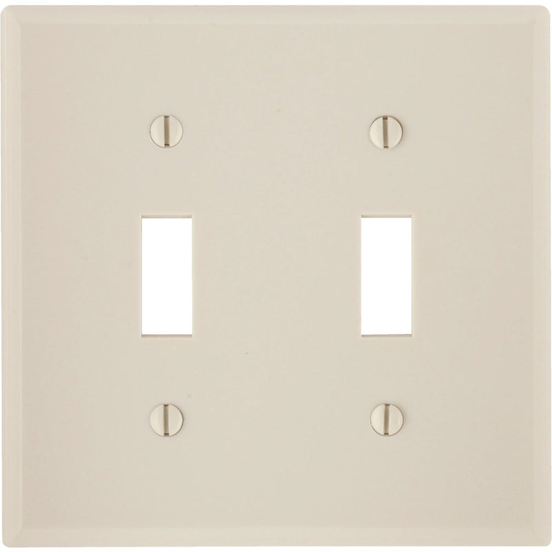 Leviton 2-Gang Plastic Toggle Switch Wall Plate, Light Almond