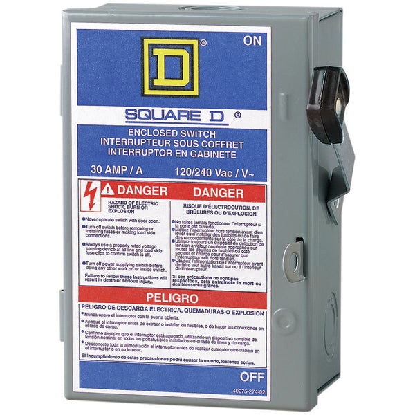 Square D 30A L Series Light-Duty Plug Fuse Enclosed Safety Switch With Neutral