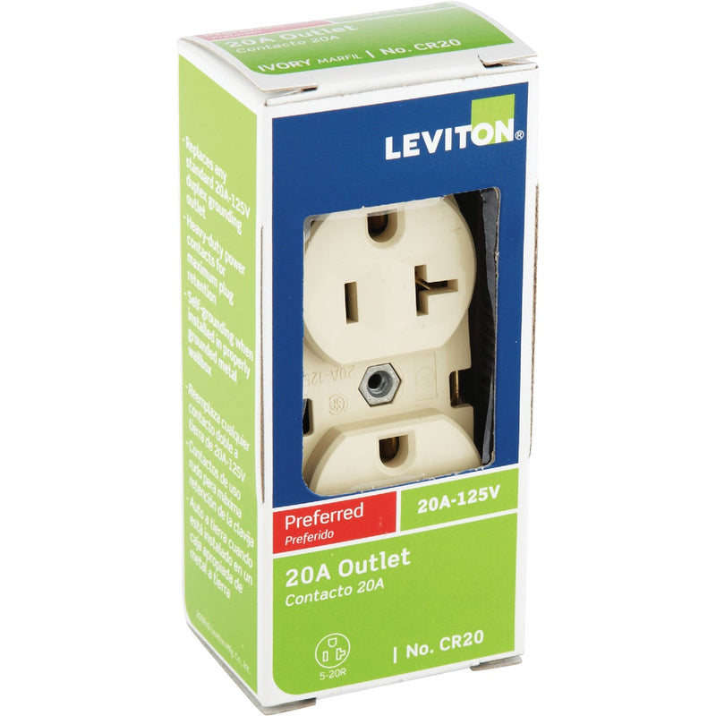 Leviton 20A Ivory Heavy-Duty 5-20R Duplex Outlet