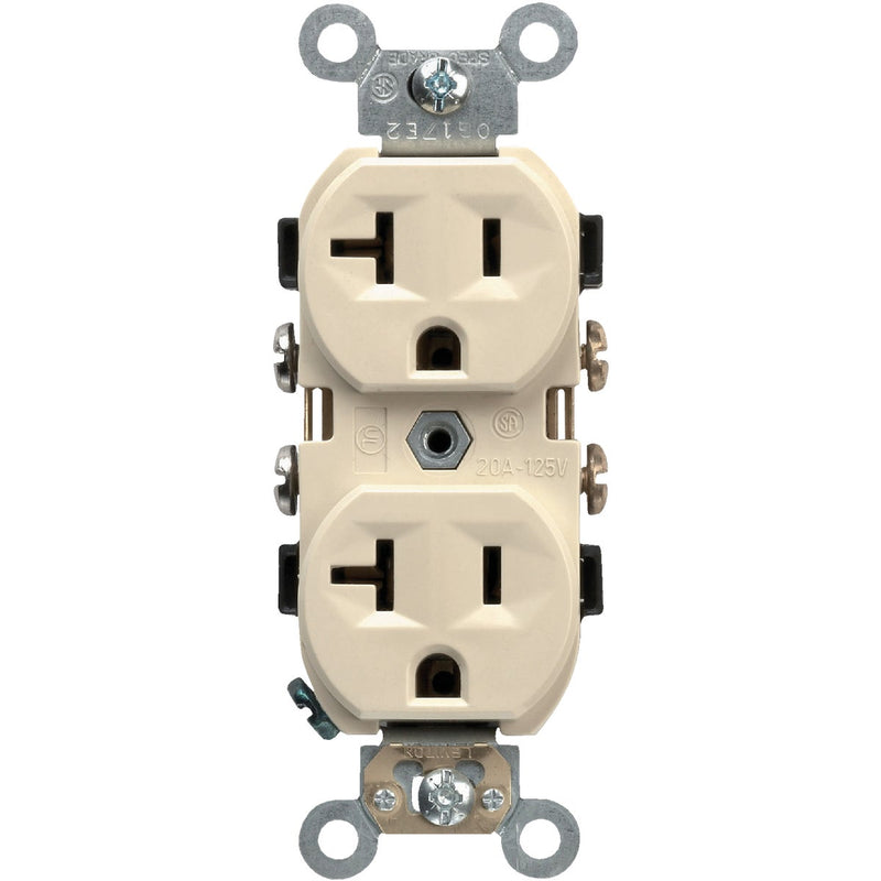 Leviton 20A Ivory Heavy-Duty 5-20R Duplex Outlet