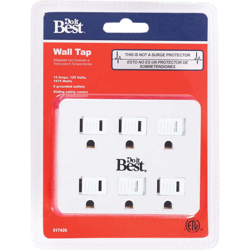 Do it Best White 15A 6-Outlet Tap