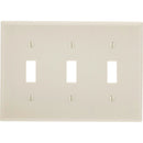 Leviton 3-Gang Plastic Toggle Switch Wall Plate, Light Almond