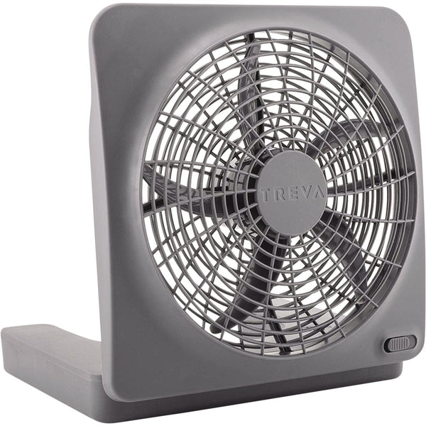 Treva 10 In. 2-Speed Gray Battery Operated Table Fan