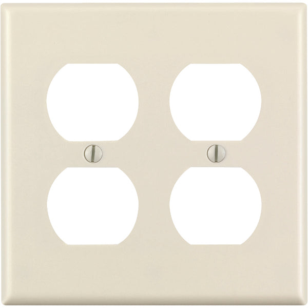 Leviton 2-Gang Smooth Plastic Outlet Wall Plate, Light Almond